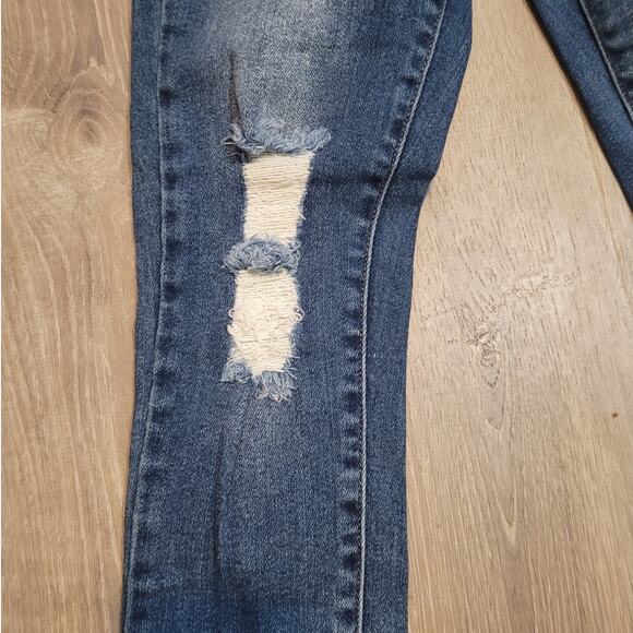 Wax Jeans Butt I Love You 7 Jr Distressed Skinny Jeans Cuffed Ankle Skater Punk - Picture 4 of 9